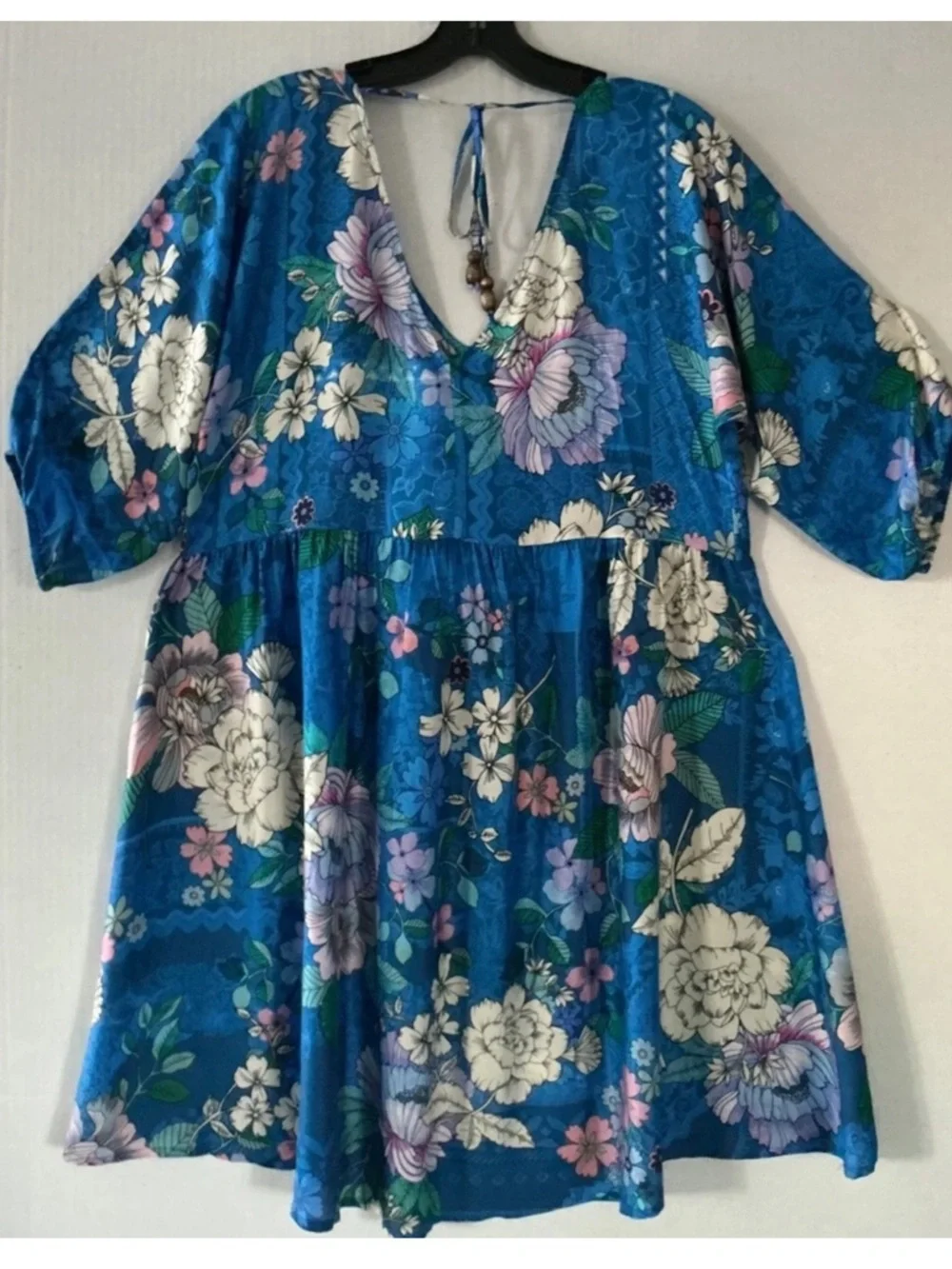 Johnny Was Blue Floral Ruffled Swim Coverup - Picture 9 of 11